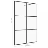 fekete zuhanyfal átlátszó ESG üveggel 140 x 195 cm