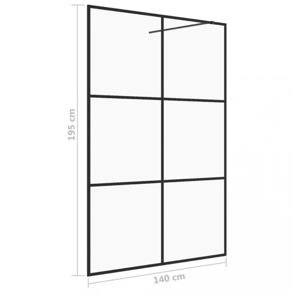 fekete zuhanyfal átlátszó ESG üveggel 140 x 195 cm