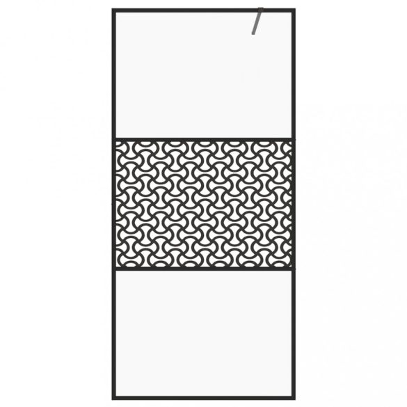 fekete zuhanyfal átlátszó ESG üveggel 80 x 195 cm