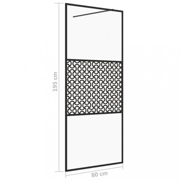 fekete zuhanyfal átlátszó ESG üveggel 80 x 195 cm