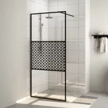 fekete zuhanyfal átlátszó ESG üveggel 100 x 195 cm