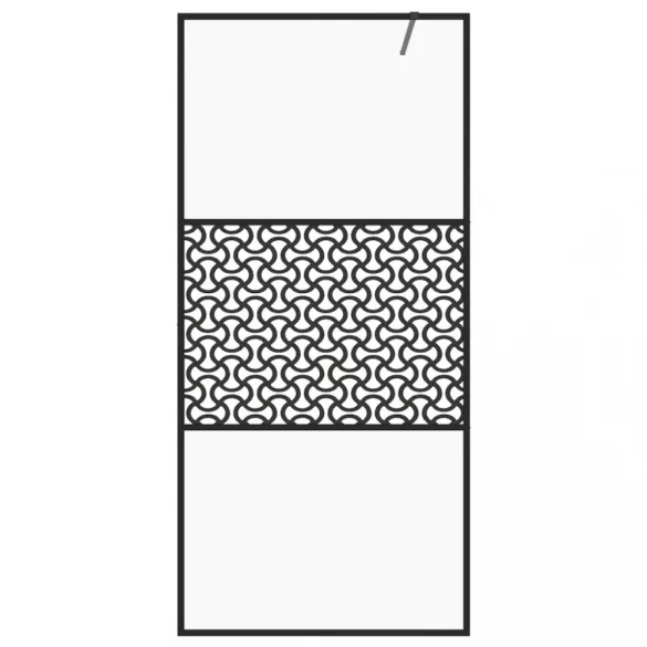 fekete zuhanyfal átlátszó ESG üveggel 100 x 195 cm