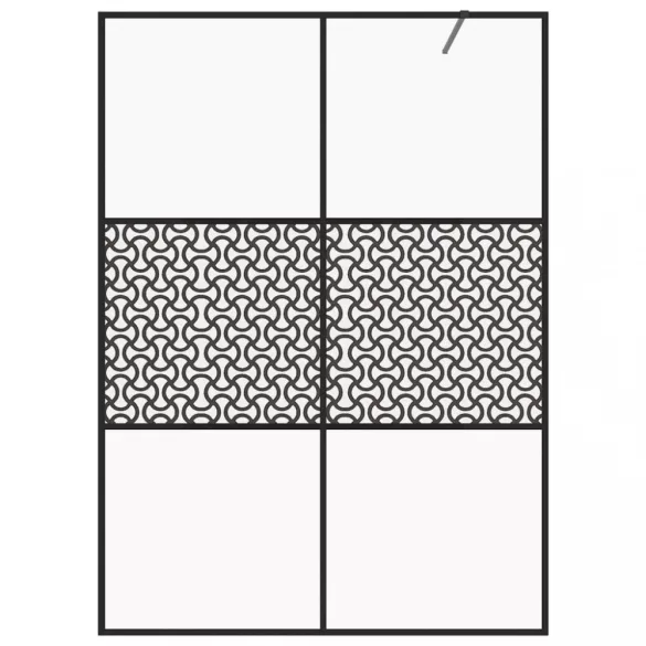 fekete zuhanyfal átlátszó ESG üveggel 140 x 195 cm