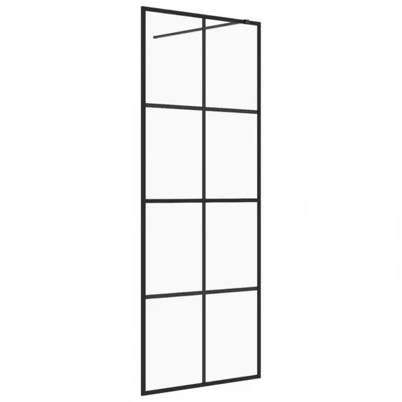 fekete zuhanyfal átlátszó ESG üveggel 80 x 195 cm
