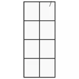 fekete zuhanyfal átlátszó ESG üveggel 80 x 195 cm