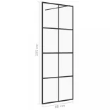 fekete zuhanyfal átlátszó ESG üveggel 80 x 195 cm