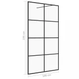 fekete zuhanyfal átlátszó ESG üveggel 100 x 195 cm