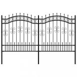 fekete acél KAMPEN kerti kerítés lándzsás tetejű 240 x 125 cm