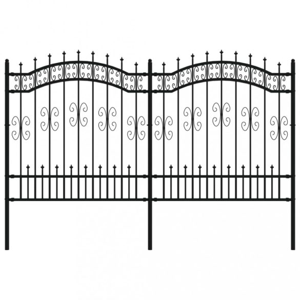fekete acél KAMPEN kerti kerítés lándzsás tetejű 240 x 125 cm