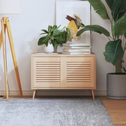   2 db tömör fenyőfa lamellás szekrényajtó 39,5 x 39,4 cm