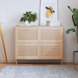   4 db tömör fenyőfa lamellás szekrényajtó 39,5 x 59,4 cm