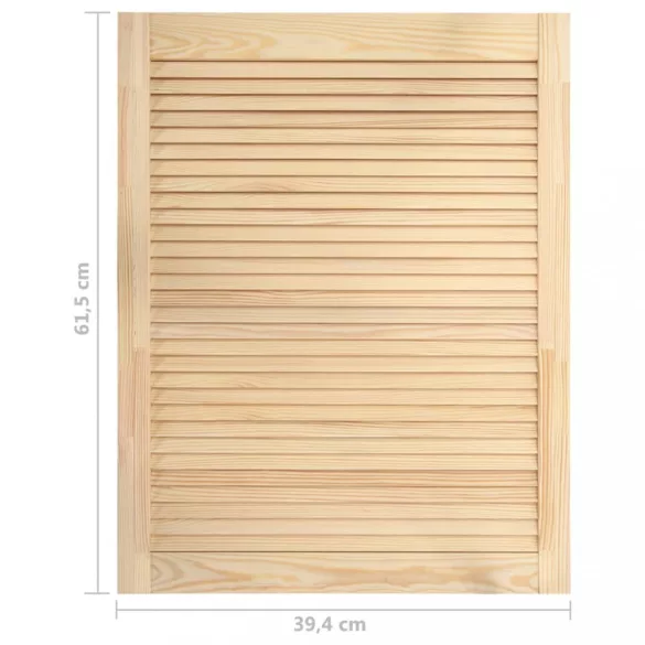 4 db tömör fenyőfa lamellás szekrényajtó 61,5 x 39,4 cm