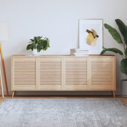   4 db tömör fenyőfa lamellás szekrényajtó 61,5 x 49,4 cm