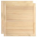 2 db tömör fenyőfa lamellás szekrényajtó 61,5 x 59,4 cm