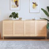 4 db tömör fenyőfa lamellás szekrényajtó 69 x 49,4 cm