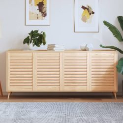 4 db tömör fenyőfa lamellás szekrényajtó 69 x 49,4 cm