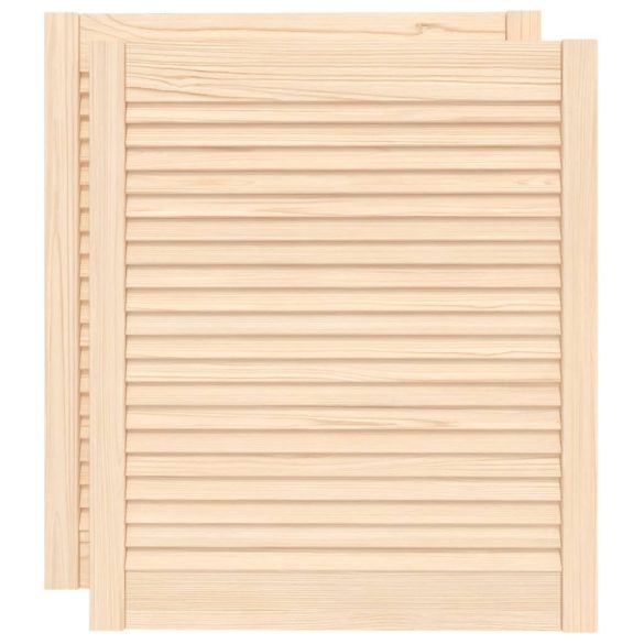 2 db tömör fenyőfa lamellás szekrényajtó 69 x 59,4 cm