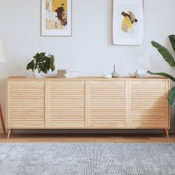 4 db tömör fenyőfa lamellás szekrényajtó 69 x 59,4 cm