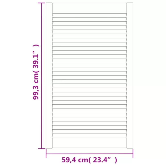 2 db tömör fenyőfa lamellás szekrényajtó 99,3 x 59,4 cm