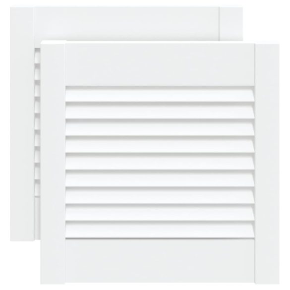 2 db fehér tömör fenyőfa lamellás szekrényajtó 39,5 x 39,4 cm