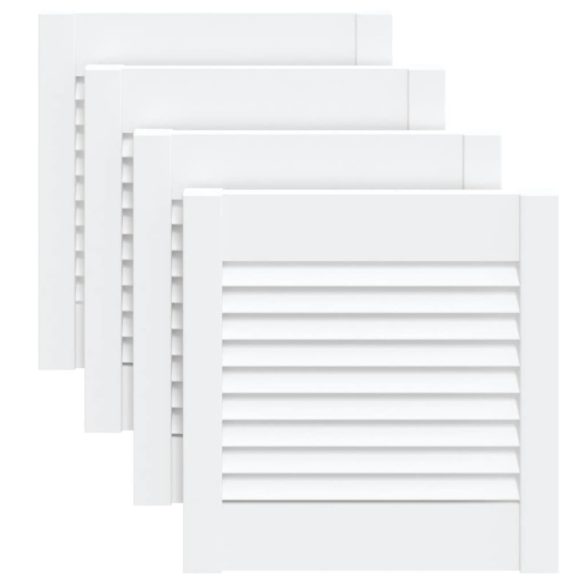 4 db fehér tömör fenyőfa lamellás szekrényajtó 39,5 x 39,4 cm