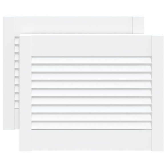 2 db fehér tömör fenyőfa lamellás szekrényajtó 39,5 x 49,4 cm