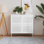 4 db fehér tömör fenyőfa lamellás szekrényajtó 39,5 x 49,4 cm