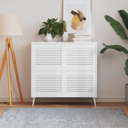   4 db fehér tömör fenyőfa lamellás szekrényajtó 39,5 x 49,4 cm