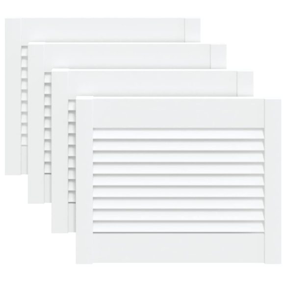 4 db fehér tömör fenyőfa lamellás szekrényajtó 39,5 x 49,4 cm