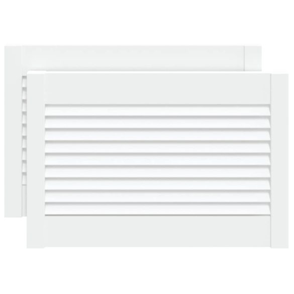 2 db fehér tömör fenyőfa lamellás szekrényajtó 39,5 x 59,4 cm