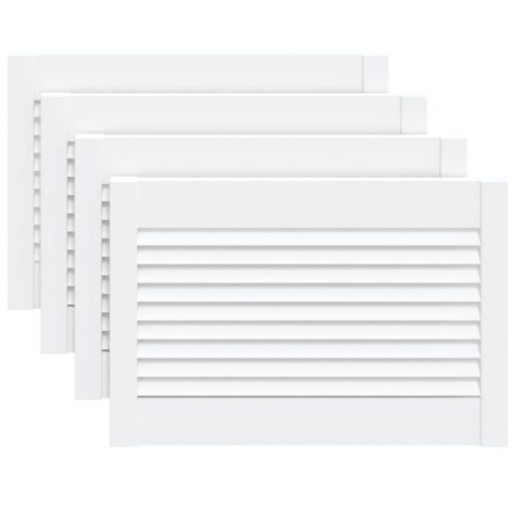 4 db fehér tömör fenyőfa lamellás szekrényajtó 39,5 x 59,4 cm
