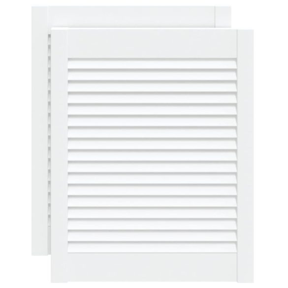 2 db fehér tömör fenyőfa lamellás szekrényajtó 61,5 x 49,4 cm