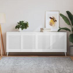   4 db fehér tömör fenyőfa lamellás szekrényajtó 61,5 x 49,4 cm