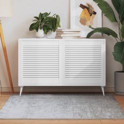   2 db fehér tömör fenyőfa lamellás szekrényajtó 61,5 x 59,4 cm