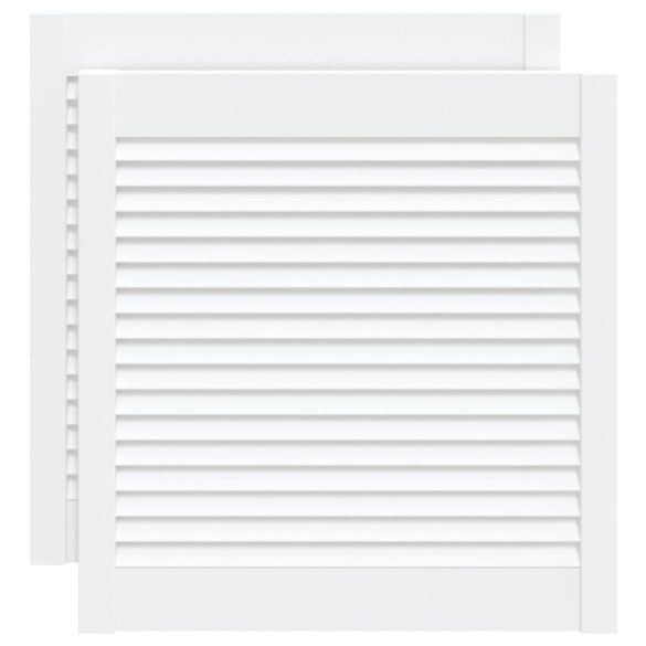 2 db fehér tömör fenyőfa lamellás szekrényajtó 61,5 x 59,4 cm