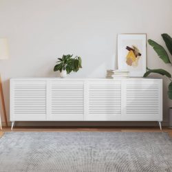   4 db fehér tömör fenyőfa lamellás szekrényajtó 61,5 x 59,4 cm