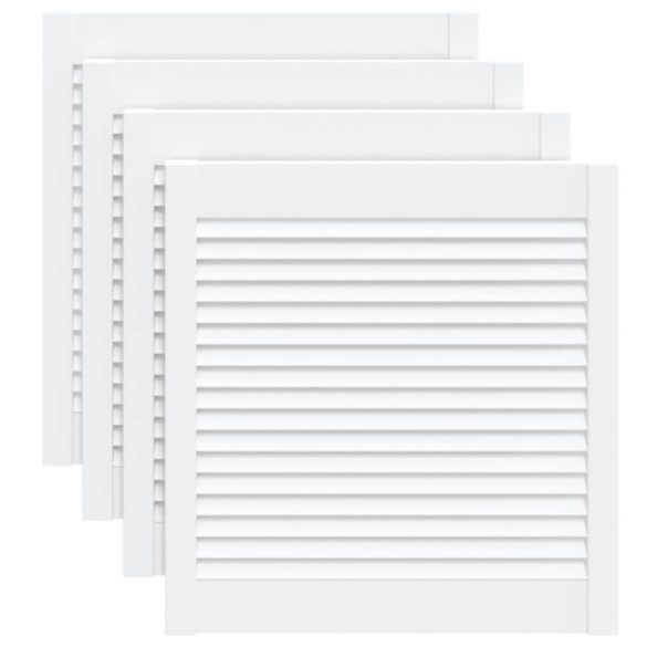 4 db fehér tömör fenyőfa lamellás szekrényajtó 61,5 x 59,4 cm