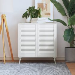   2 db fehér tömör fenyőfa lamellás szekrényajtó 69 x 39,4 cm