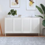 4 db fehér tömör fenyőfa lamellás szekrényajtó 69 x 39,4 cm