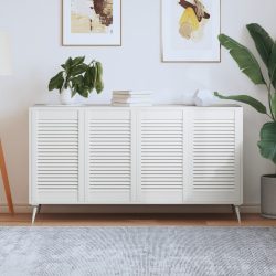   4 db fehér tömör fenyőfa lamellás szekrényajtó 69 x 39,4 cm