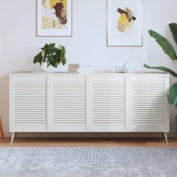   4 db fehér tömör fenyőfa lamellás szekrényajtó 69 x 49,4 cm