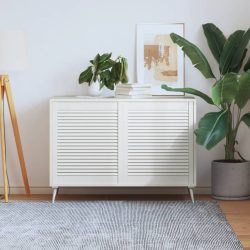   2 db fehér tömör fenyőfa lamellás szekrényajtó 69 x 59,4 cm