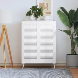   2 db fehér tömör fenyőfa lamellás szekrényajtó 99,3 x 39,4 cm