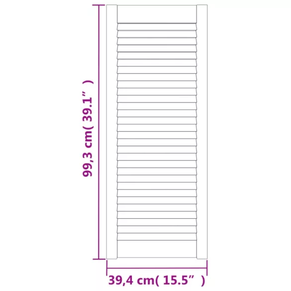 2 db fehér tömör fenyőfa lamellás szekrényajtó 99,3 x 39,4 cm
