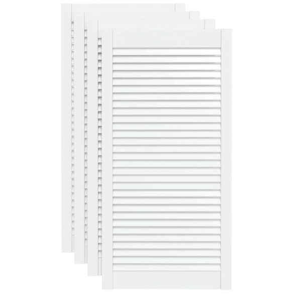 4 db fehér tömör fenyőfa lamellás szekrényajtó 99,3 x 49,4 cm