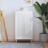 fehér tömör fenyőfa lamellás szekrényajtó 99,3 x 59,4 cm