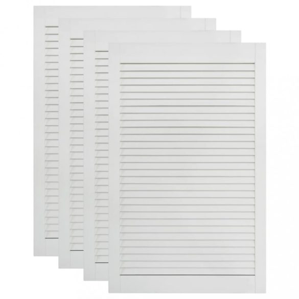 4 db fehér tömör fenyőfa lamellás szekrényajtó 99,3 x 59,4 cm