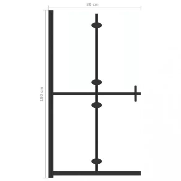 átlátszó ESG üveg összecsukható zuhanyfal 80 x 190 cm