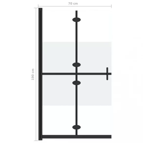 selyemmatt ESG üveg összecsukható zuhanyfal 70 x 190 cm