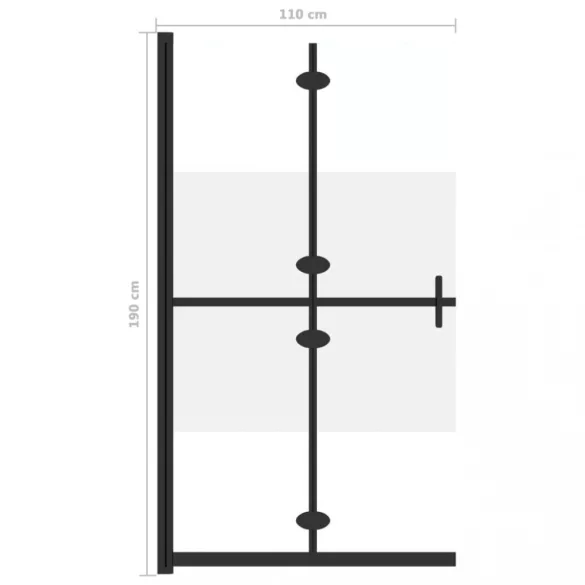 selyemmatt ESG üveg összecsukható zuhanyfal 110 x 190 cm